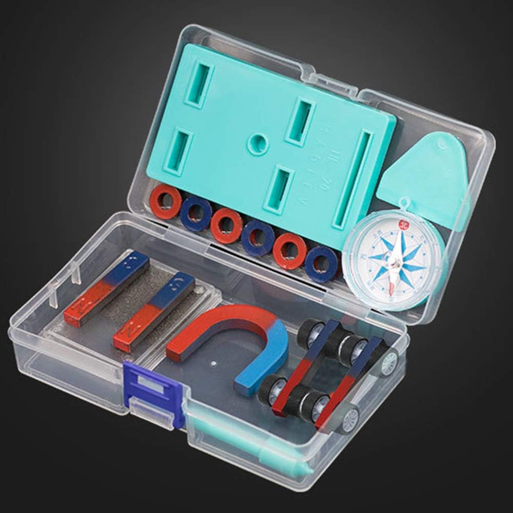 Foreen Children Science Bar Ring Horseshoe Compass Magnet Car Kit Experiment Tools Best Christmas Birthday Gift for Children