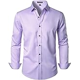 JEMITOP Men's Stretch Wrinkle Free Dress Shirt Formal Prom Wedding Long Sleeve Button Down Shirts