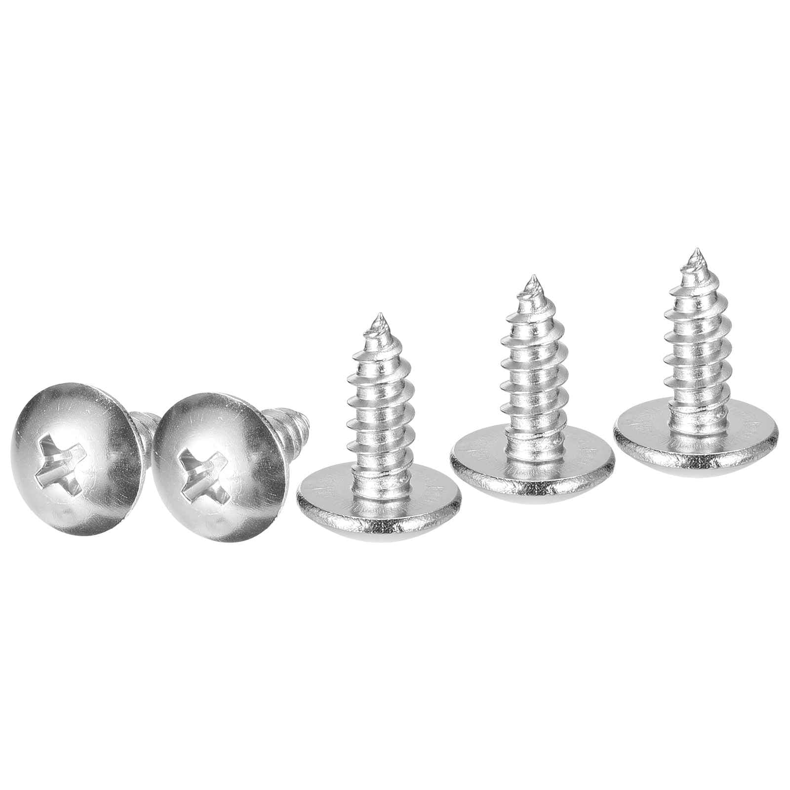 DTGN #10x1/2 Sheet Metal Screws - 100 Pack - for Wood, Furniture - 304 Stainless Steel Phillips Truss Head Self Tapping Tip Wood Screws - Silver — image 1