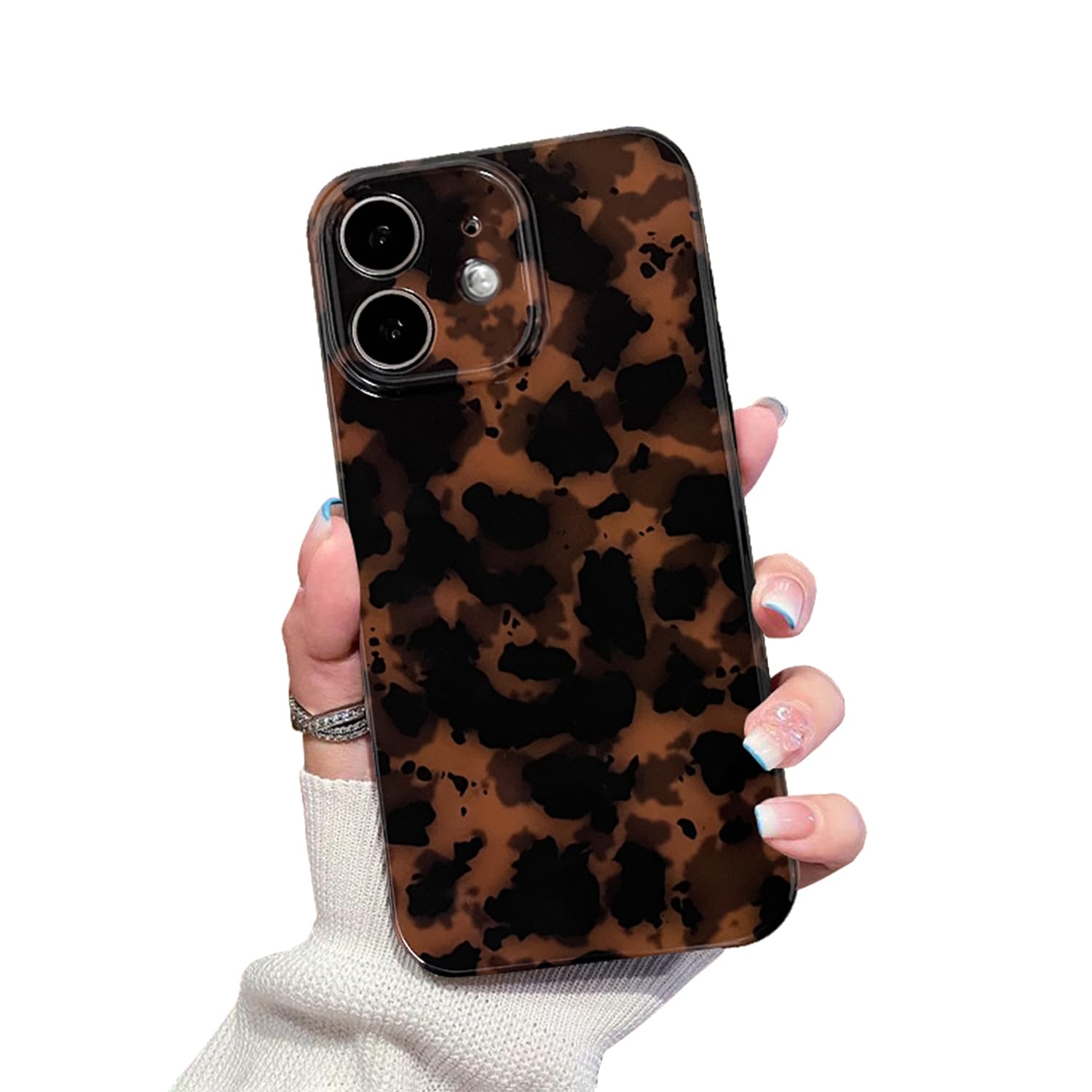 XQAGU Cute Phone Case for iPhone 11 Case Amber Leopard Full Camera Protective Slim Shockproof Aesthetic Tortoise Shell Phone Cover-Brown Leopard
