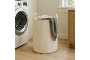 PUTSKA Laundry Basket Hamper – Blanket Basket for organizing, Décor and Toys, Clothes Hamper – Perfect for Baby and Kids Room, Nursery, Bedroom, Bathroom, Living Room – XL, Cream