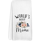 KFXHANGD Meme Kitchen Towels, Meme Gifts, Meme Dish Towels, Meme Gifts Grandma, Grandma for Meme Birthday, World's Best Meme Hand Tea Towels for Bathroom Kitchen, 16x24 Inches