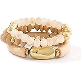 LALAPPLE Gold Plated Beaded Acrylic Bamboo Tube Bangle Bracelets for Women, Colorful Chunky Curved Tube With Gold Plated Pieces Beads Stretch Bracelet Friendship Summer Beach Jewelry