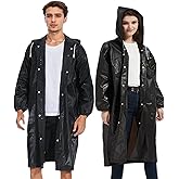 LSDWL Rain Ponchos for Adults Reusable2 Pcs Rain Coats,Extra Long EVA Rain Jackets with Hood and Drawstring for Women and Men
