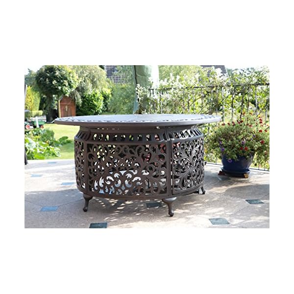 Made for us® Gartentisch, Feuertisch, Gastisch, Aluguss, rund, Ø 120 cm, Terassenfeuer Höhe 60 cm, Gartentisch mit… – Bild 4
