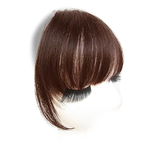 Remeehi Echthaar Clip-in-Pony, Haar-Verlängerung glattes Pony-Haarteil für Damen