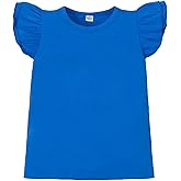 LYSMuch 2-5T Toddler Girls Ruffle Sleeve T Shirt Puff Short Sleeve Basic Tank Top Blouse Plain Solid Kids Casual Clothes