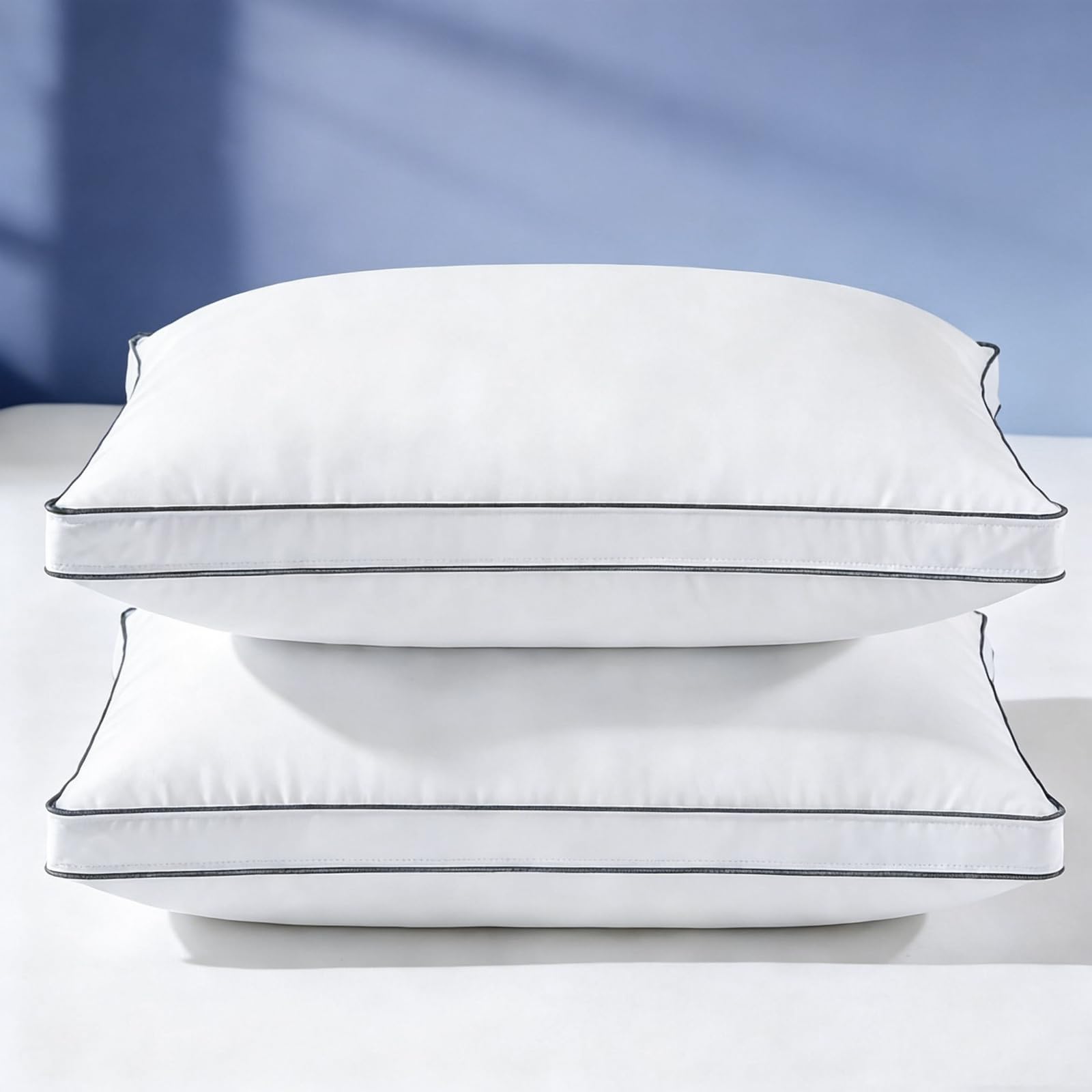 Photo 1 of Luxury Goose Feather Down Pillow Standard Size Set of 2,Premium 3-Chamber Bed Pillows for Deep Sleep,900+ Fill Power,400 Count Cotton Shell,Hotel Quality Pillow for Side, Back Sleepers,20" x 26"