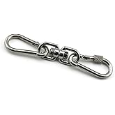 Lind Kitchen 1PCS Double Ended Swivel Hook, 304 Stainless Steel Eye Shackle Ring Connector + 2PCS M5 Snap Hook