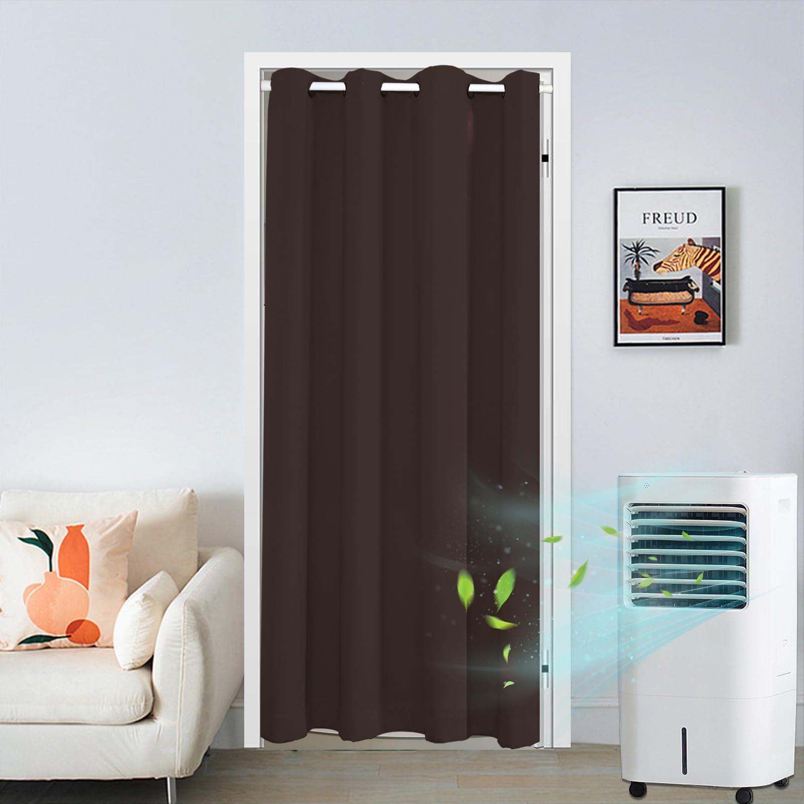 Qelus Single Curtain for Doorway, Thermal Insulated Blackout Curtain Panel Drape - 52'' W x 96'' D, for Living Room / Bedroom, Brown