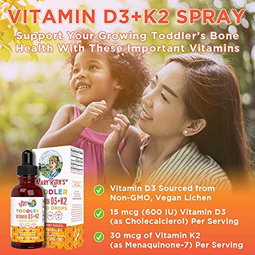 MaryRuth Organics Vitamin D3, K2, Drop, Liquid Supplement for Toddlers