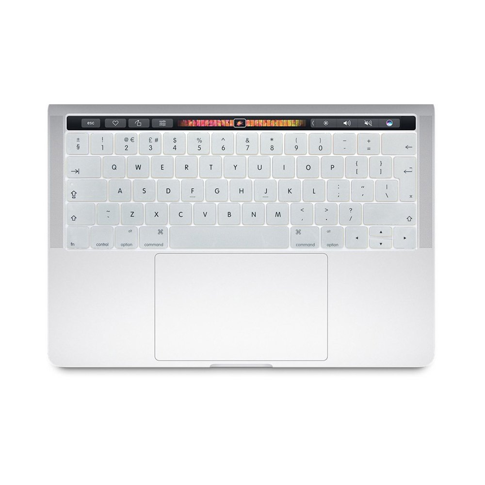 Se7enline Compatible with MacBook Pro 13 15 inch Keyboard Cover (With TouchBar Version) 2016/2017/2018/2019/2020 Model A1706/A1989/A2159/A1707/A1990 Keyboard Skin (UK Layout), Silver