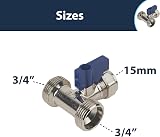 Pipestation Dual Appliance Valve 15mm x 3/4in Brass BSP Compression view 3