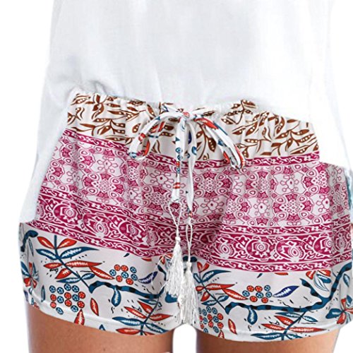 AIMTOPPY HOT Sale, Women's Bohemian Summer Print Beach Leisure High Waist Short Pants (L, PURPLE)