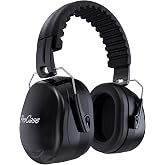 ProCase NRR 32dB Safety Ear Muffs, Hearing Protection for Adults and Kids | Foldable Noise Reduction Earmuffs with Comfortable Fit for Shooting, Construction,Mowing and Sensory Support-Black