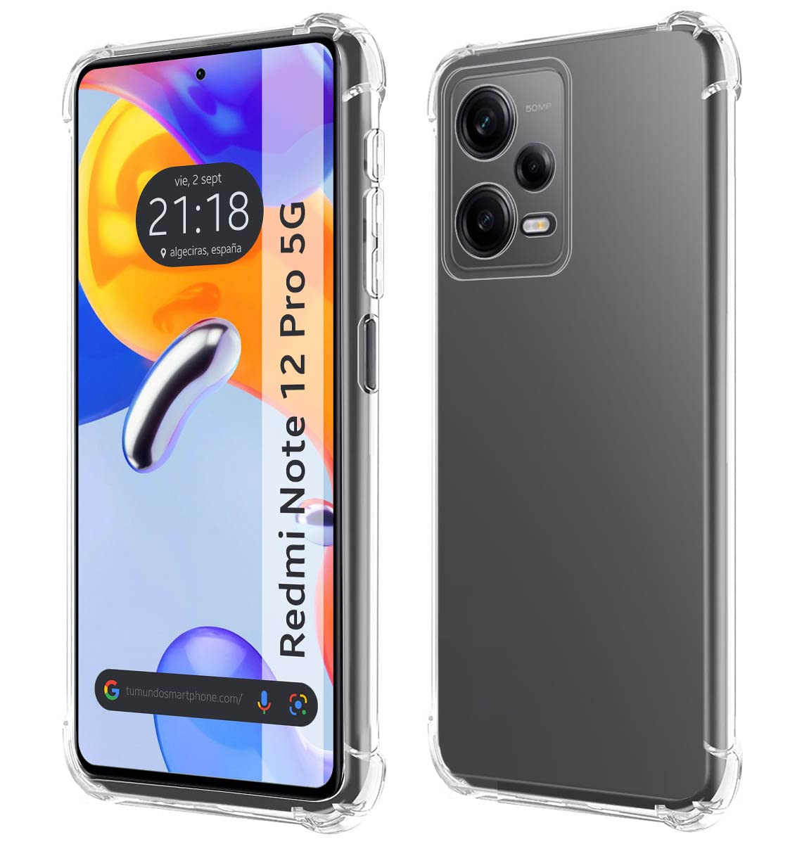 Tumundosmartphone Transparent Anti-Shock Silicone Case for Xiaomi Redmi Note 12 Pro 5G