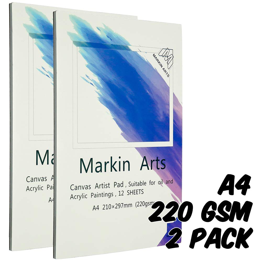 Markin Arts Sketch Book 149lbs/220gsm A4 Professional Heavy-Weight Textured Acid-Free Neutral PH Watercolor Oil Pencil Ink Painting Coloring Drawing Crafting Paper Artist Canvas Pad 12 Sheets 2-Pack