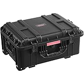 VEVOR Weatherproof Hard Case, Heavy Duty Protective Dry Box with Pre-Cut Foam, Wheels & Retractable Pull Handles for Travel, Hunt, Military, Tactical, IP67 Waterproof Case for Cameras(57x45x28)