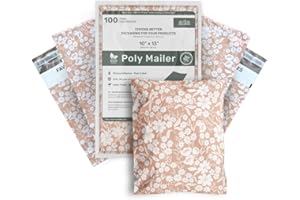 MINI WANDER Poly Mailers 10x13 Inch 100 Pack Medium Shipping Bags Strong Thick Mailing Envelopes | Self Sealing Adhesive | Waterproof & Tear Proof | Small Business Packaging for Clothing - Floral Dusty Pink
