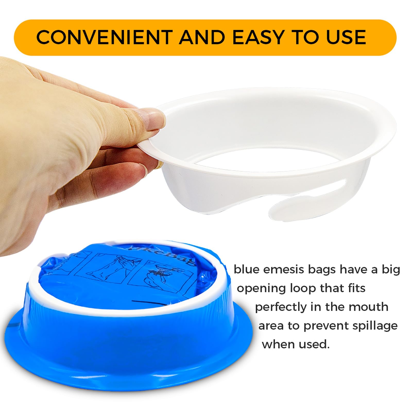 50 Pack Emesis Bag, Disposable Vomit Bags, Aircraft Barf Car Sickness Nausea Bags for Travel Motion Sickness