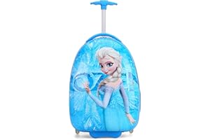 CUSALBOY Frozen 16 Inch Luggage Hard Side Spinner Suitcase Carry on Luggage Rolling (blue princess)