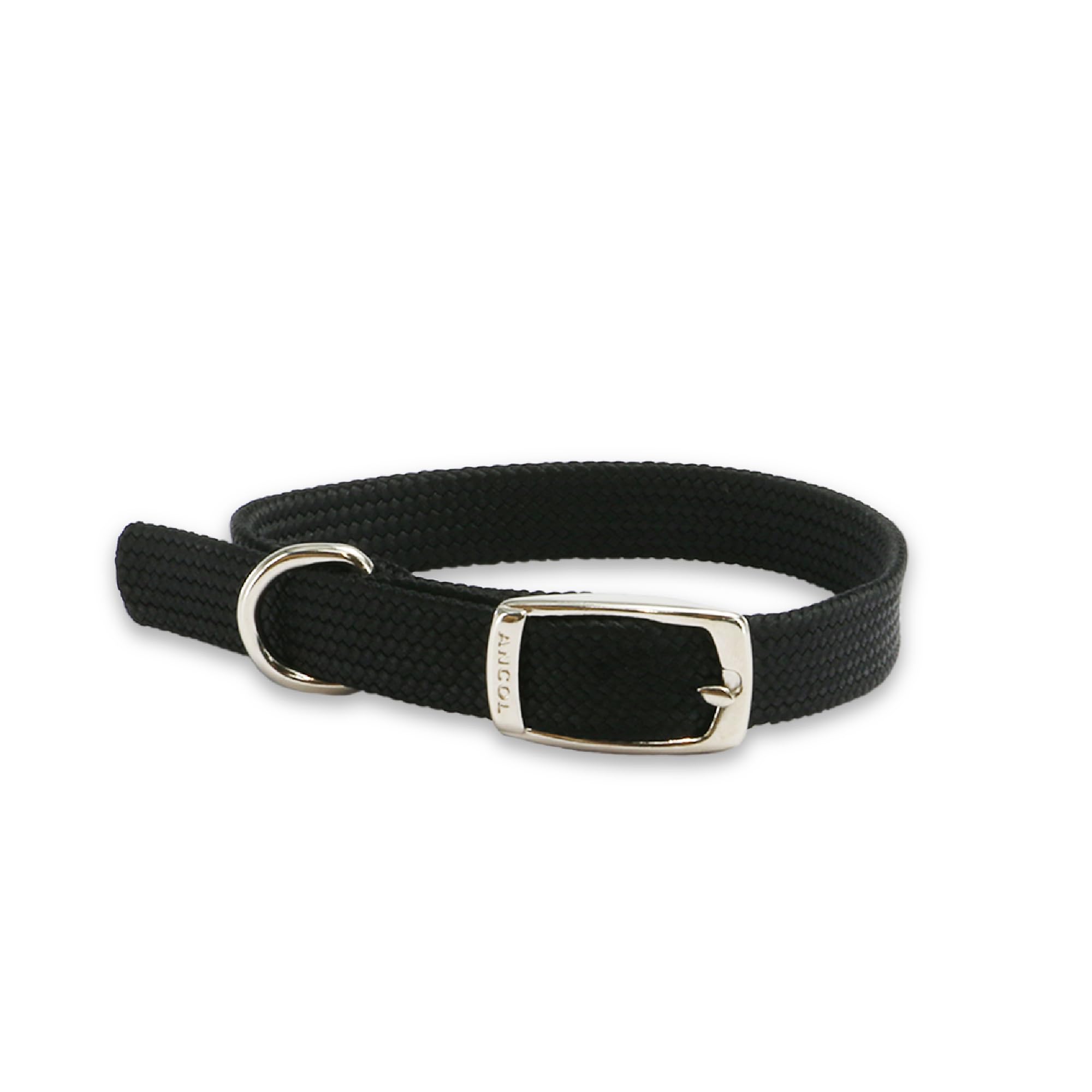Ancol Made From Softweave Dog Collar in Black - Soft Touch Comfortable Buckle Pet Leash - Puppy Neckband Accessory - Medium