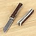KATSU Handmade Damascus Steel Japanese Razor Pocket Folding Knife with Genuine Deer Antler Handle