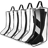 CiBiZi 4Pack Black Boot Bags Organizer for Travel Waterproof Cowboy Boots Bag Portable Shoe Travel Bag for Women Hangable Ski Boot Bag Dust-free Tall Boot Storage Bag (Clear Large)