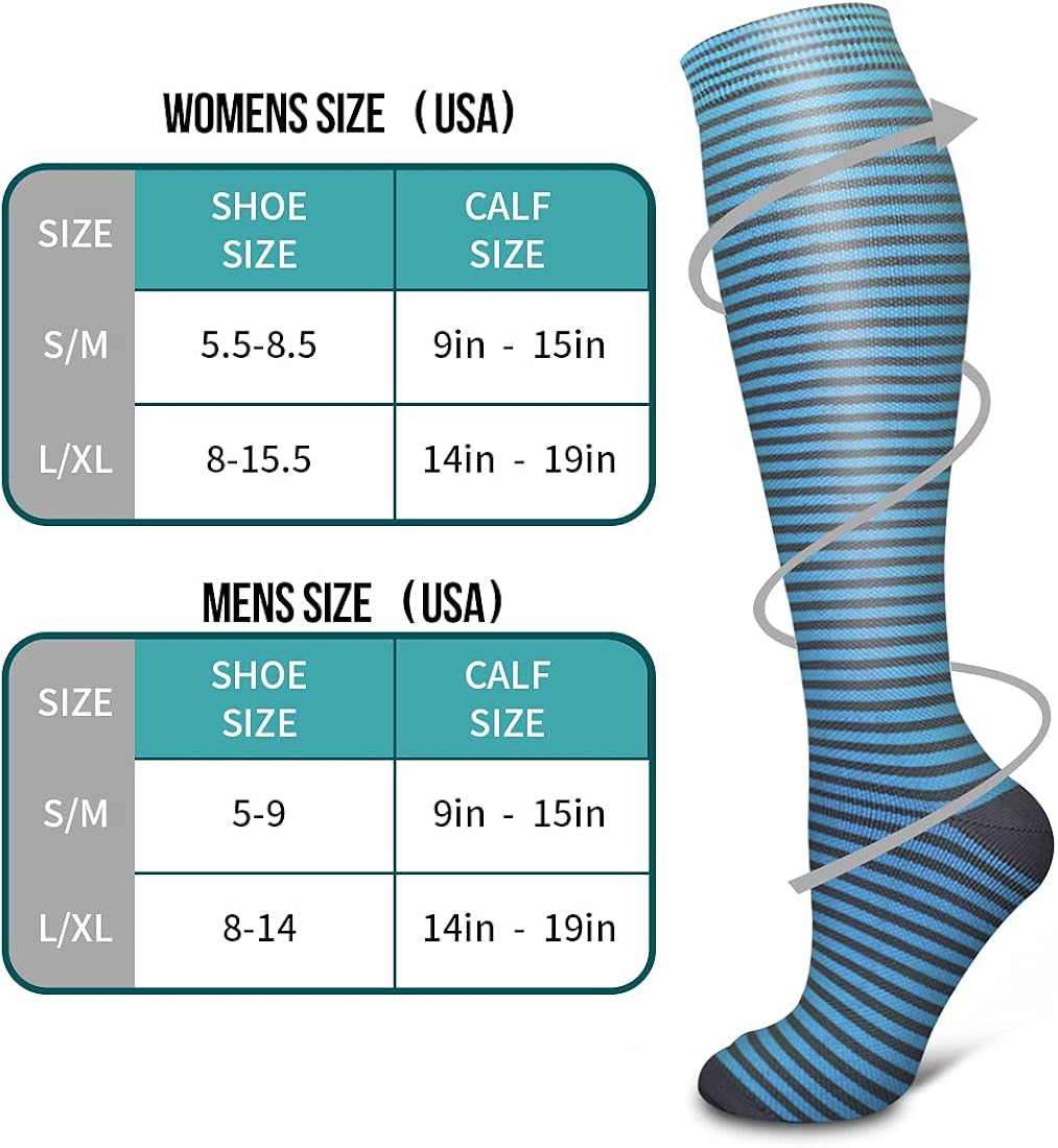 Copper Compression Socks Women & Men Circulation(6 pairs) - Best for Running, Nursing, Hiking, Recovery & Flight Socks : Clothing