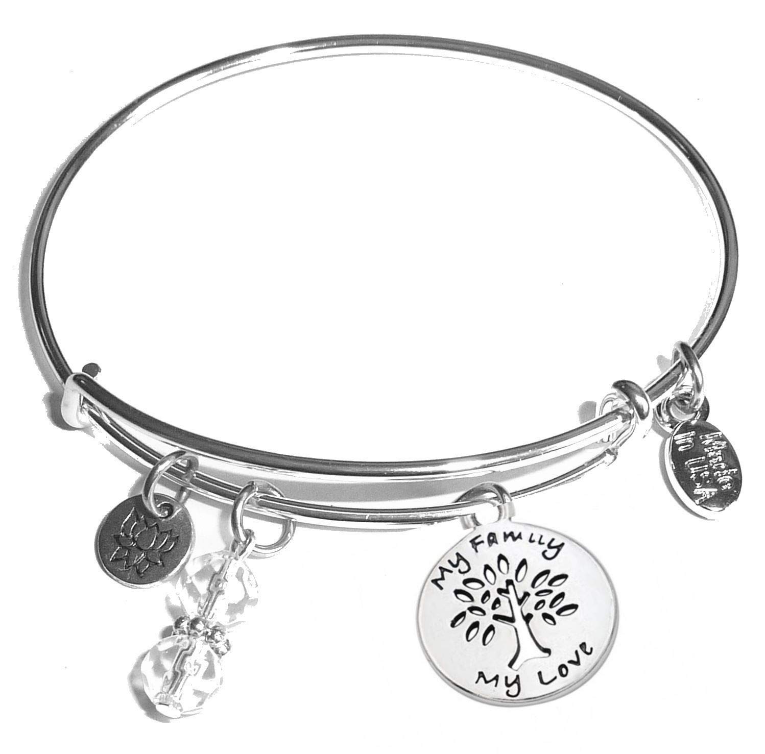Hidden Hollow Beads Women's Made In USA Stainless Steel Message Charm Expandable Wire Bangle Bracelet, Popular, Stylish and Trendy, Expandable to fit most wrists, Stainless Steel