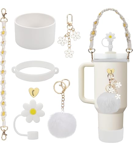 VirgoCCY 6-Piece Cat-Themed Stanley Cup Accessories Set - Straw Topper, Silicone Boot, Handle Strap & Charms For 30oz/40oz - View #7