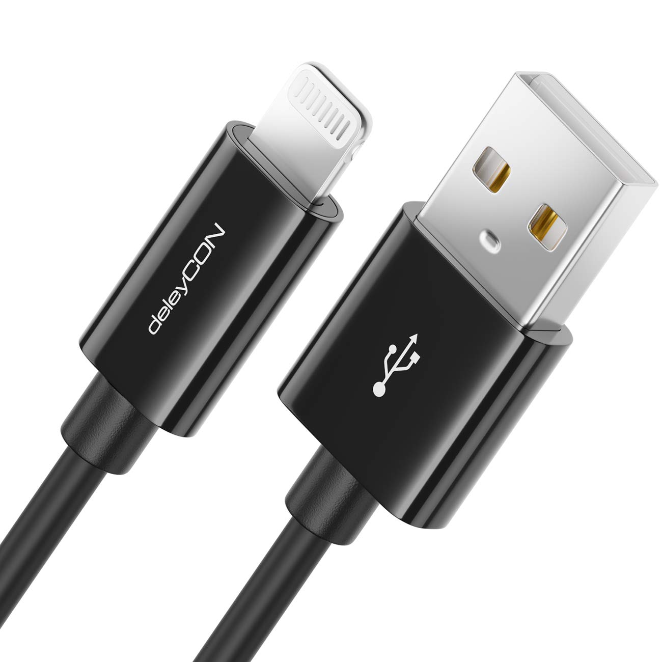 deleyCON 2m Lightning 8 Pin USB Charging & Data Cable - Apple MFI Certified - Compatible with IPhone XR XS Max XS X 8 Plus 8 - Black