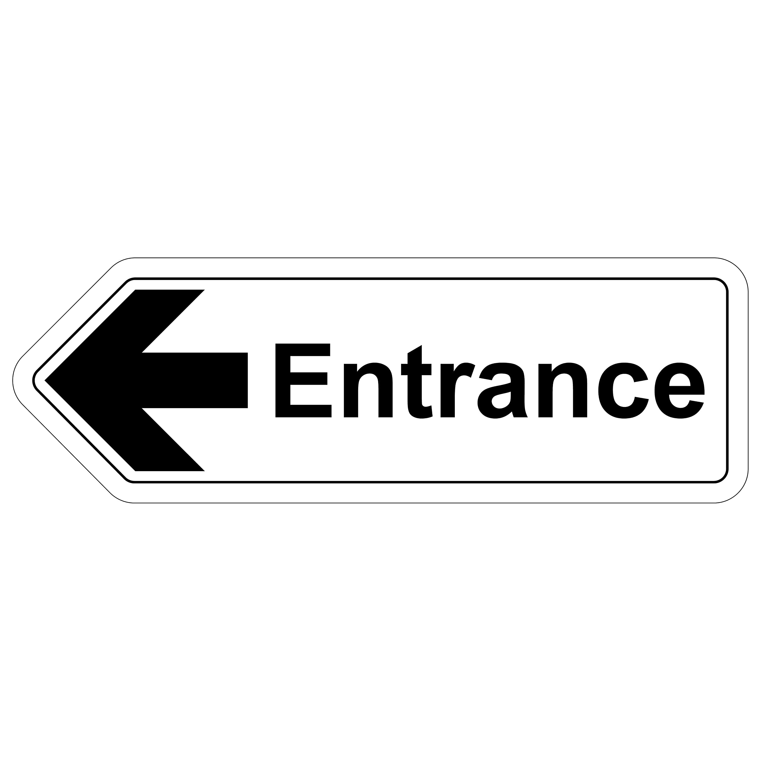 V Safety Shaped Safety Sign - Entrance Arrow Left - 450X150-1MM Rigid Plastic