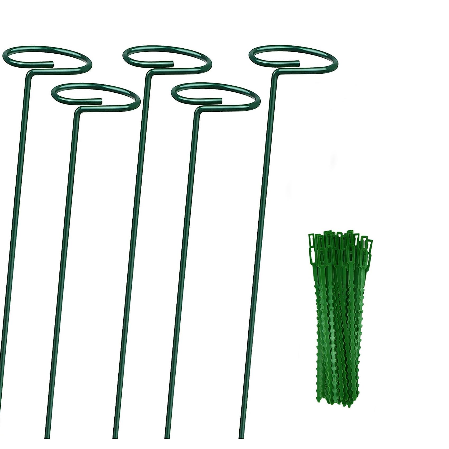 Welherkom 10 Pack Plant Support Stakes with 24 Twist Ties for Potted, Plant Flowers, Tomatoes, Peony, Lily, Rose Etc