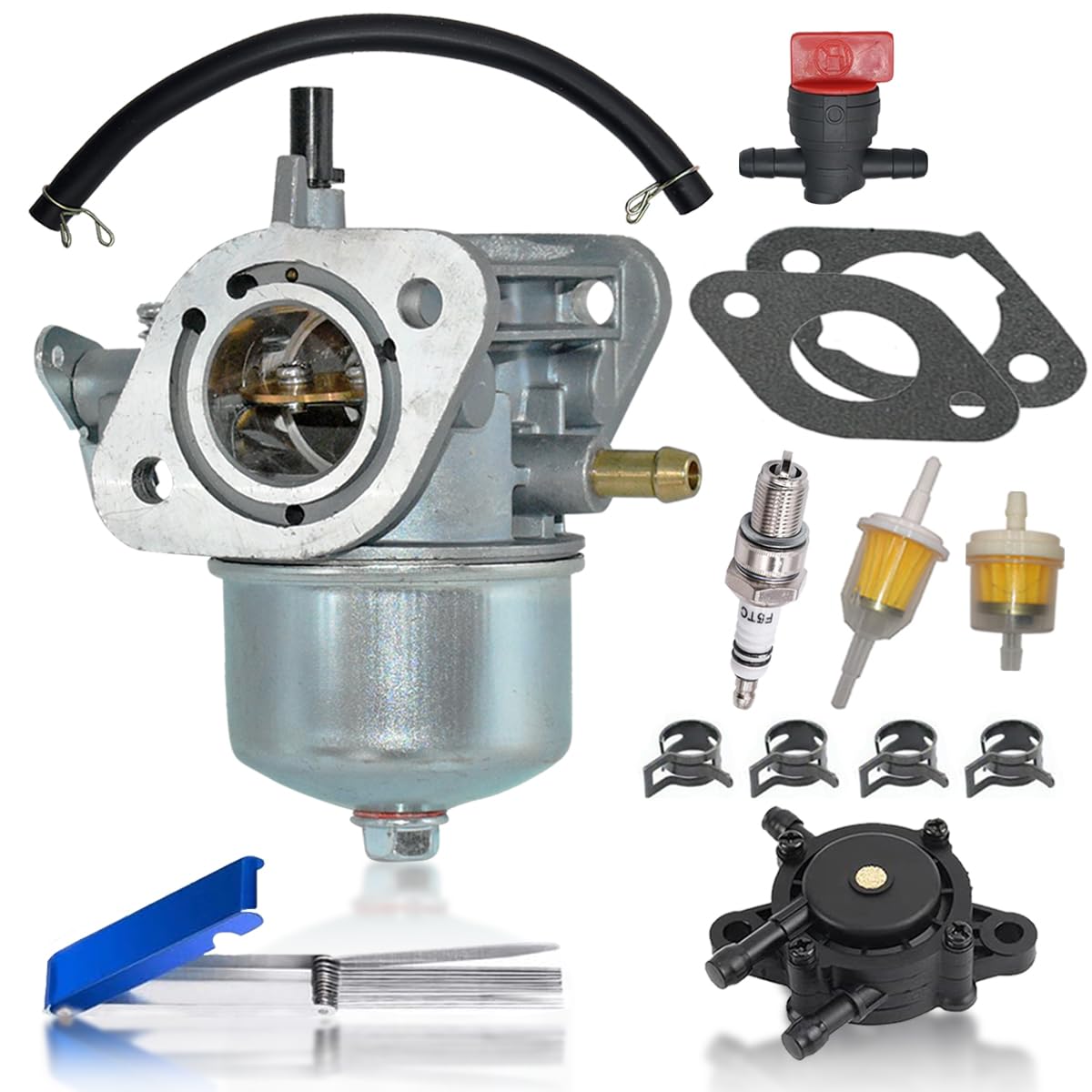 Photo 1 of 15004-7054 Carburetor Fit for Kawasaki FH430V FH381V FH541V FS481V Engine Replace 15003-7047 15003-7061 15004-7057 15003-7107 With Fuel Pump & Air Filter