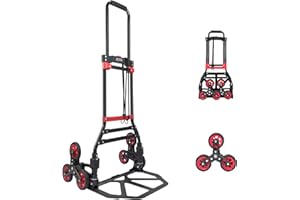 RJTEK【Material upgrading】 Stair Climber Hand Truck and Dolly, 220Lb Capacity Stair Climbing cart Heavy-Duty Trolley Cart Heavy-Duty Luggage cart Stair Dolly Lightweight with Telescoping Handle B&Red