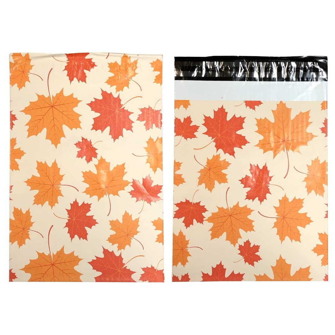 Designer Poly Mailer Bag Mailing Postal Bags Gifts Shipping Wrapping Design Pattern Envelope for Mail [Pack of 100](10 x 13 Inch,Autumn)