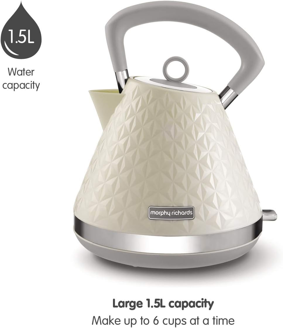 Morphy Richards Vector Pyramid Kettle, 1.5L, 3kW Rapid Boil, Anti Limescale Filter, Boil Dry Protection, Water Window - Image 4