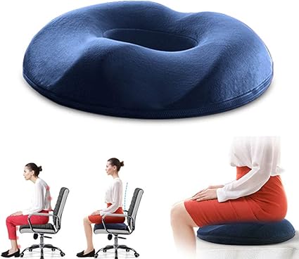 Amazon Co Jp 椅子クッション 座椅子 円座クッション チェアパッド 座布団 低反発 くっしょん 座り心地抜群 通気性 通勤 自宅用 オフィス 車用 デスクワークプレゼント ネイビー 女 文房具 オフィス用品