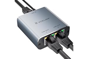 VCELINK Ethernet Splitter 1 in 2 Out 1000Mbps, Supports 2 Devices Simultaneously - Gigabit Splitter with Power Cord, Cat8/7/6