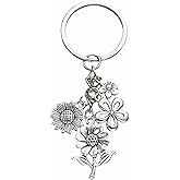 cute sunflower keychain for women, daisy aesthetic key chain purse bag accessories charm for handbags, flower floral keychain for backpack, sunflower stuff accessories gifts for women