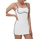 AugIris Womens Tennis Dress with Built-in Bra & Shorts Pockets,Sleeveless Adjustable Spaghetti Strap Colorblock Golf Dresses
