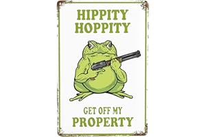 BELHNPK Frog Room Sign Funny Metal Tin Signs Vintage Bedroom Door Decor Hippity Hoppity Get Of My Property Sign No Trespassing Signs Warning Sign Retro Frogs Home Wall Decor For Home Room Rules Sign 8 X 12 In