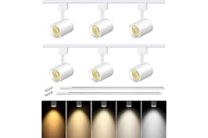 VANoopee 5-Color 6-Light LED Track Lighting Kit with 6.6FT H Type Track Lighting Rail, LED Track Light Heads Dimmable Modern Kitchen Track Lighting Fixtures Ceiling Spotlight, CRI90+ 10W 800lm White