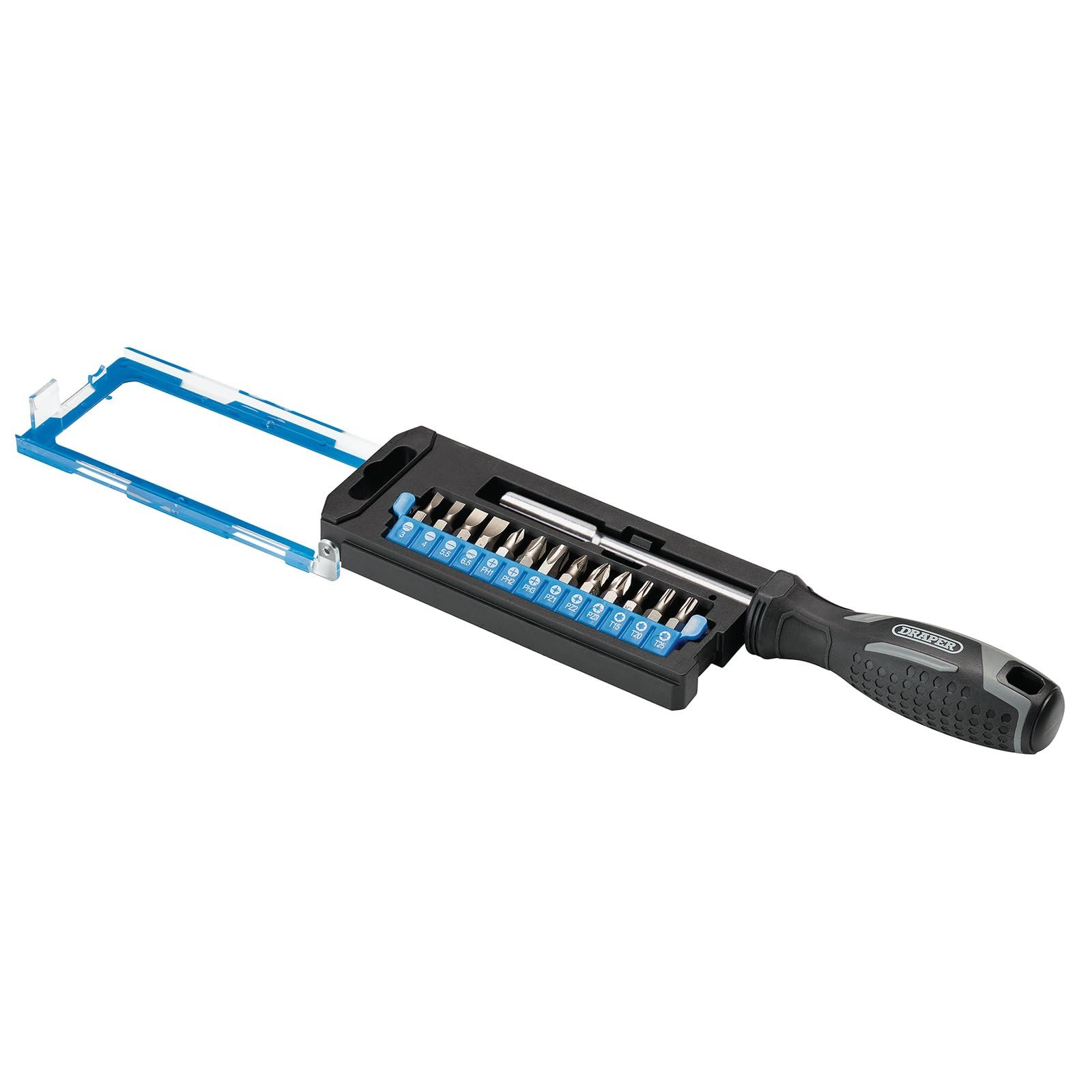 Draper 14pc Soft Grip Magnetic Screwdriver and Bit Set, 1/4" x 100mm - 13438 - Magnetic Tips, CRV Blades