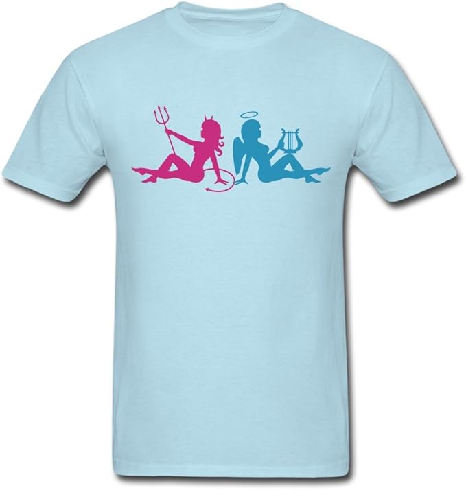 Amazon.com: Men's Angel Devil For Printed T-Shirts Sky blue Large: Clothing
