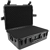 Liyirui Carrying Hard Case with Pre Grid line Cube Sheet Foam for Drone,Camera Accessories, Electronics, and Gear,Shockproof,Waterproof,Black,Large,18.4x 12.6 x 6.3 inch