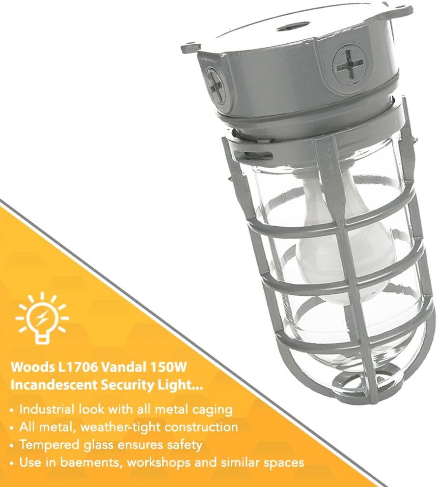 Woods Vandal Resistant Security Light With Ceiling Mount (150W Incandescent 642455517865 eBay