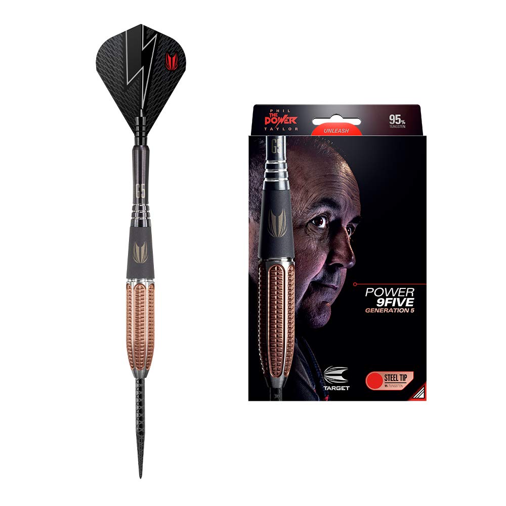 Target Darts Phil Taylor Power 9-Five Gen 5 22G 95% Tungsten Steel Tip Darts Set, Generation 5