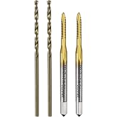uxcell Metric Tap &amp; Drill Bit Set, 2pcs M2 x 0.4 Spiral Point Thread Taps Titanium Coated and 2pcs 1.6mm Twist Drill Bits Roasted Yellow, Screw Tapping Threading Tools